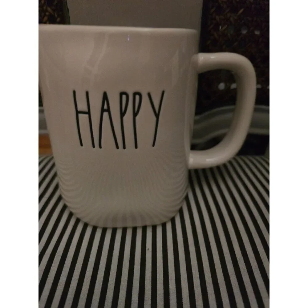 Rae Dunn Happy Halloween Double Sided Coffee Mug Orange Interior
